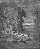 And now on earth the seventh Evening arose in Eden, dore