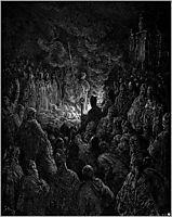 Barthelemi undergoing the Ordeal of Fire, dore