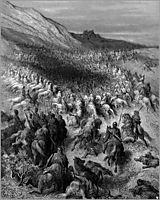 Crusaders surrounded by Saladin-s army, 1877, dore