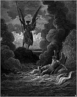 Forthwith upright he rears from off the pool His mighty stature, dore