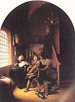 Interior with a Young Violinist , 1637, dou