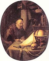 Man Interrupted at His Writing, 1635, dou