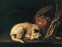 A Sleeping Dog with Terracotta Pot, 1650, dou