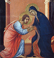 The arrival of the apostles to the Virgin (Fragment), 1311, duccio