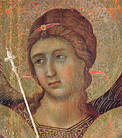 Madonna and Child on a throne (Front side fragment), 1311, duccio