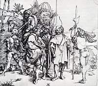 Five Lansquenets And An Oriental On Horseback, 1495, durer
