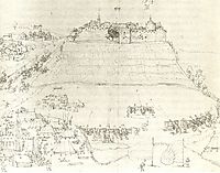 Hohenasperg siege by Georg von Frundsberg in war of Swabian federal versus Herzog Ulrich , durer