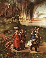 Lot Fleeing with his Daughters from Sodom, 1498, durer