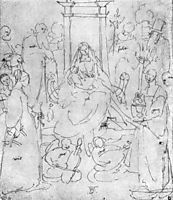 Madonna and Child, saints and angels playing, durer