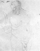 Naked man with mirror, durer