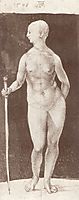 Standing female nude with baton in the right , durer