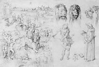 Study sheet with the Rape of Europa, durer
