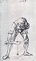Young Man Leaning Forward And Working With A large Drill, 1518, durer