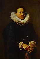 Portrait of a Gentleman, Putting on his Gloves, dyck