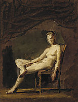 Female nude figure study for Arcadia , eakins