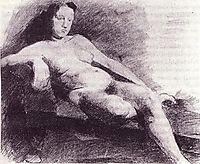 Nude woman reclining on a couch  , c.1863, eakins