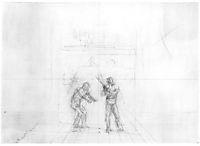 Perspective drawing for baseball players practicing, eakins