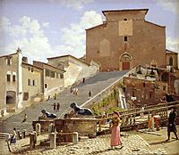 The marble staircase which leads up to S. Maria in Aracoeli in Rome, 1816, eckersberg