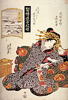 The Courtesan Kaoru of Owariya matched with Okitsu, 1825, eisen