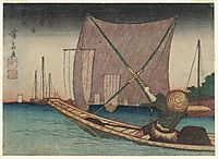 Fishing for Whitebait in the Bay off Tsukuda, 1830, eisen