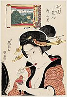 Fukagawa Hachiman no Shin Fuji, from the series Twelve Views of Modern Beauties (Imayô bijin jûni kei), eisen