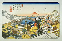 Nihonbashi, pl. 1 from a facsimile edition of Sixty-nine Stations of the Kiso Highway, eisen