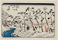 No. 15, Itahana, from the series The Sixty-nine Stations of the Kisokaidô Road (Kisokaidô rokujûkyû tsugi no uchi), 1838, eisen