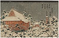 Snow Scene at Sensô-ji Temple at Kinryûzan in the Eastern Capital, eisen