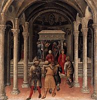 Quaratesi Altarpiece, Pilgrims at the Tomb of St.Nicholas of Bari, 1425, fabriano