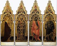 Two saints from the Quaratesi Polyptych: St. Mary Magdalen and St. Nicholas , 1425, fabriano