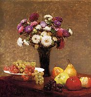 Asters and Fruit on a Table, 1868, fantinlatour