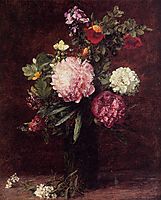 Flowers, Large Bouquet with Three Peonies, 1879, fantinlatour
