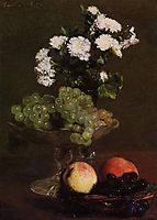 Still Life Chrysanthemums and Grapes, 1872, fantinlatour