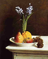 Still Life: Hyacinths and Fruit, 1865, fantinlatour