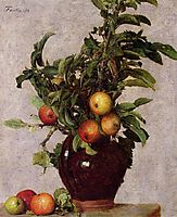 Vase with Apples and Foliage, 1878, fantinlatour