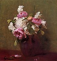White Peonies and Roses, Narcissus, 1879, fantinlatour