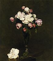 White Roses and Roses in a Footed Glass, fantinlatour