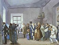 Police Commissary-s Reception Room the Night Before a Holiday, 1837, fedotov