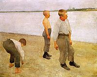 Boys Throwing Pebbles into the River, 1890, ferenczy