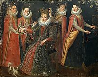 Portrait of Five Women with a Dog and a Parrot, fontana