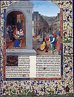 Boccaccio-s De Casibus writing. A courier delivering Luvrs to Mainardo dei Cavalcanti Boccaccio, fouquet