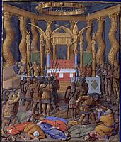 Desecration of the Temple of Jerusalem in 63 BC by Pompey and his soldiers, c.1470, fouquet