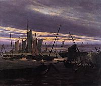 Boats in the Harbour at Evening, 1828, friedrich