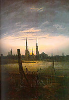 City at Moonrise, 1817, friedrich