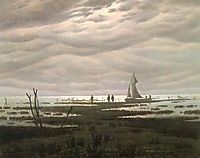 Flat country shank at Bay of Greifswald, 1834, friedrich