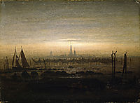 Greifswald in moonlight, 1817, friedrich