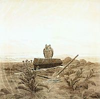 Landscape with Grave, Coffin and Owl, 1836-1837, friedrich
