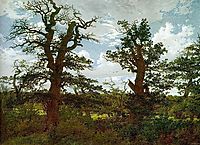 Landscape with Oak Trees and a Hunter, 1811, friedrich