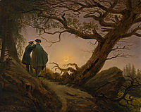 Two Men Contemplating the Moon, c.1830, friedrich