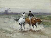 A horseback ride, 1900, friese